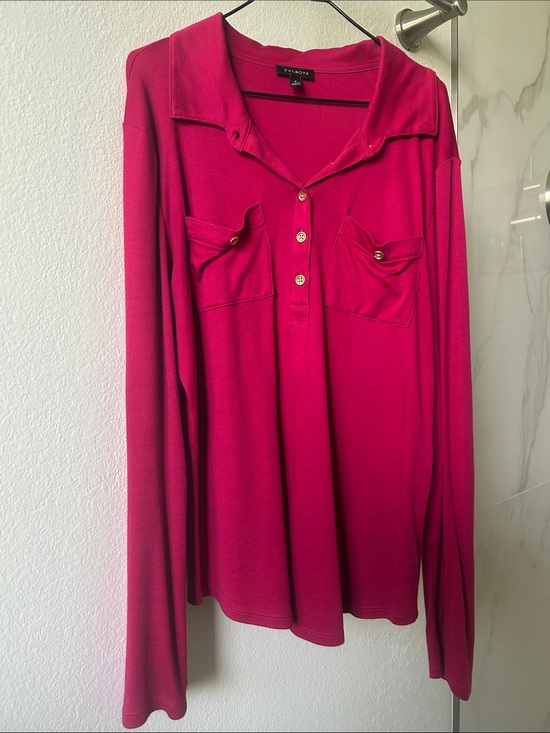 Talbots Tops - Talbots Long Sleeve Polo Top in Fuchsia